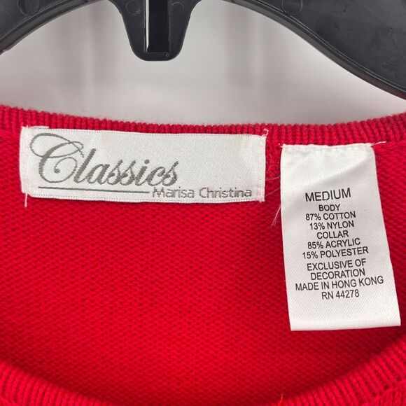 Marisa Christina Leopard Leash Beaded Cardigan Sweater Womens Size Medium Red - Picture 5 of 5